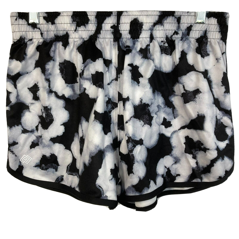Zelos Shorts Womens Sz M White Black Floral Athletic Running Lightweight Pull On